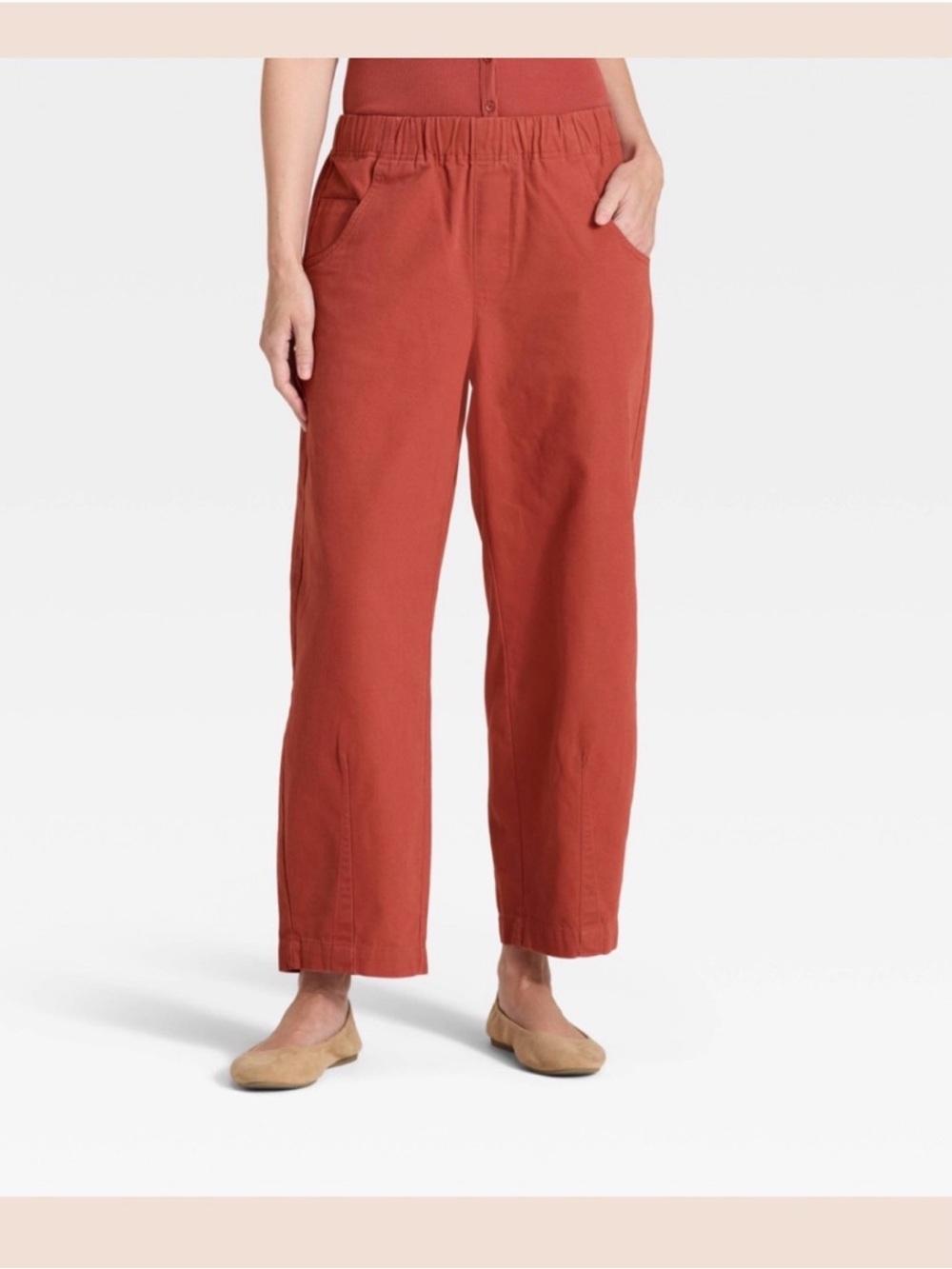 Anthropologie Izzie Universal Thread Barrel Leg Pants - Rust Sz M